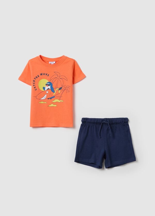 Ovs Set in cotone t-shirt con stampa e bermuda