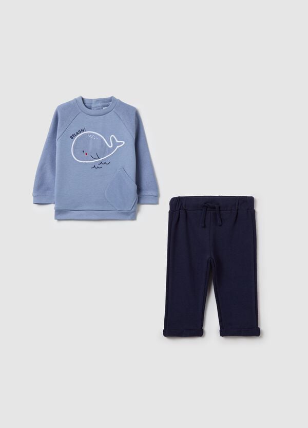 Ovs Set in French Terry con ricamo balena