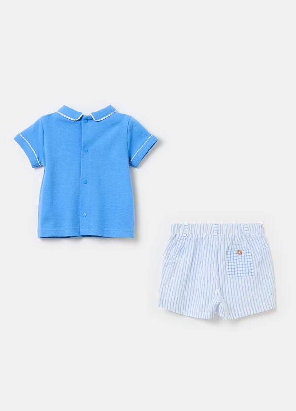 Ovs Set Polo Con Ricamo E Bermuda A Righe