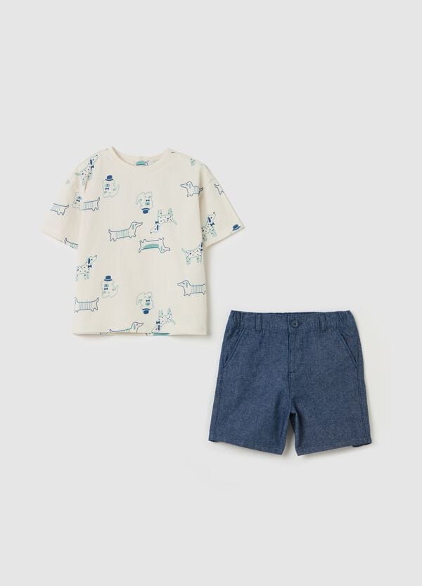 Ovs Set t-shirt con stampa e bermuda