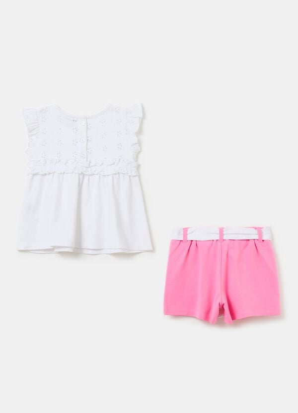 Ovs Set T-shirt E Shorts Con Dettagli Sangallo
