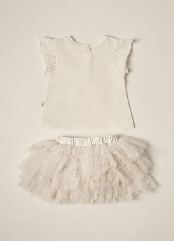 Ovs Set T-shirt + Gonna In Tulle IANA Neonata