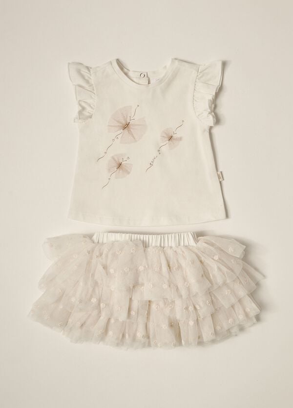 Ovs Set t-shirt + gonna in tulle IANA neonata