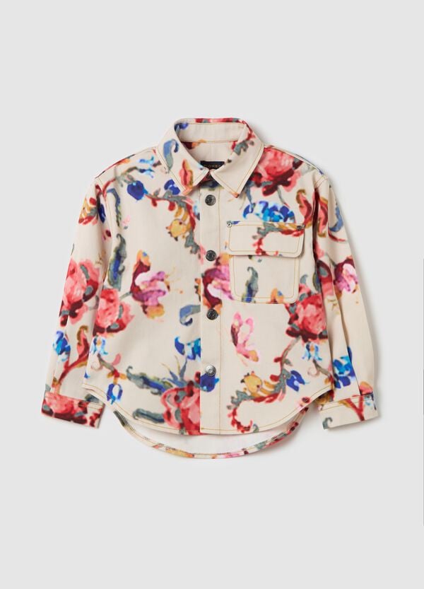 Ovs Shacket In Cotone Con Fantasia Floreale
