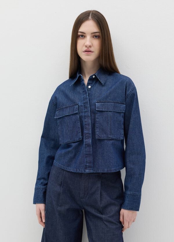 Ovs Shacket In Denim Boxy Fit