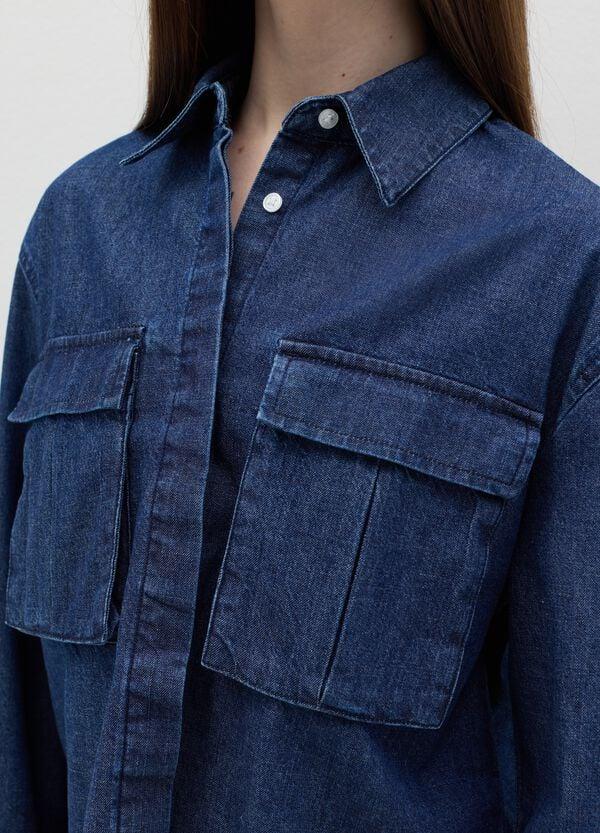 Ovs Shacket In Denim Boxy Fit