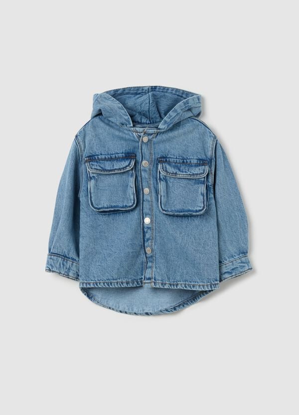 Ovs Shacket in denim con cappuccio