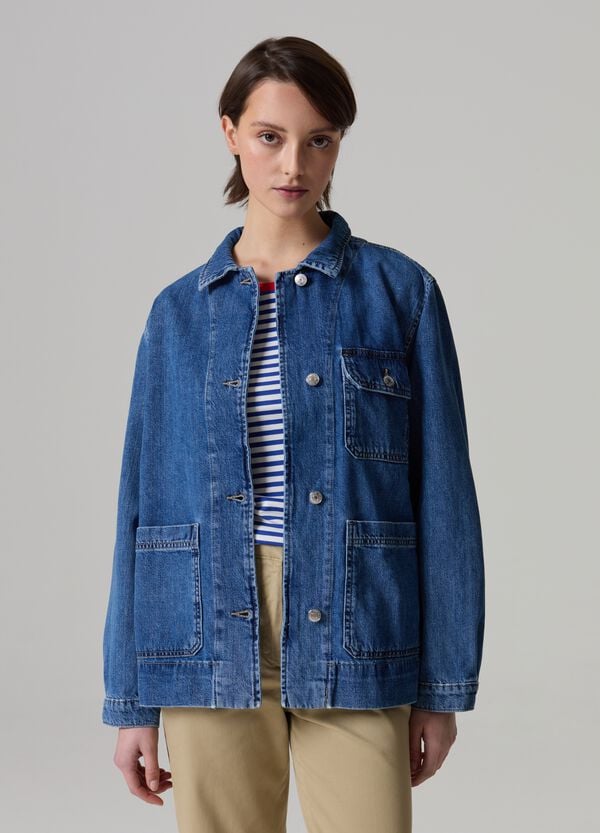Ovs Shacket in denim con cintura