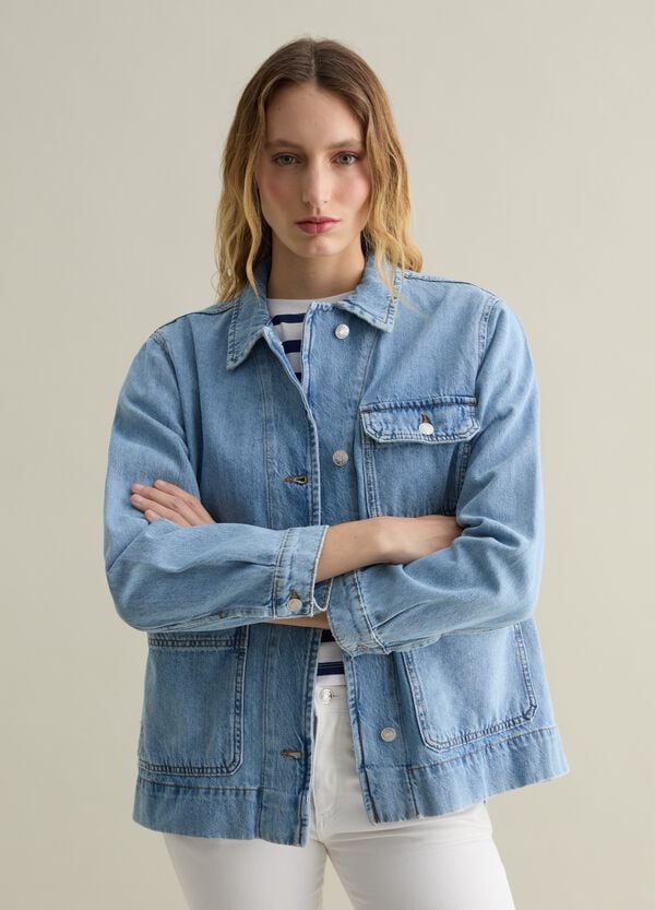 Ovs Shacket in denim con cintura