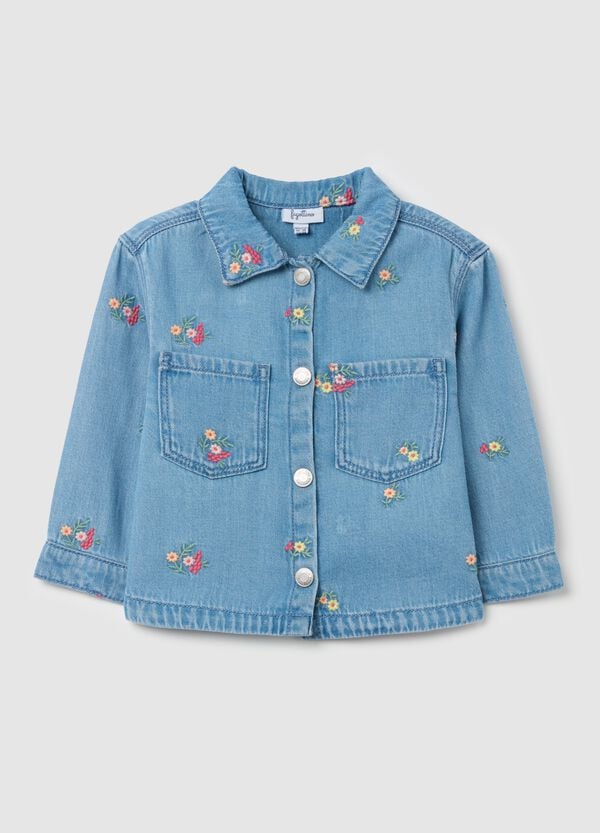 Ovs Shacket in Lyocell e cotone con ricamo fiori