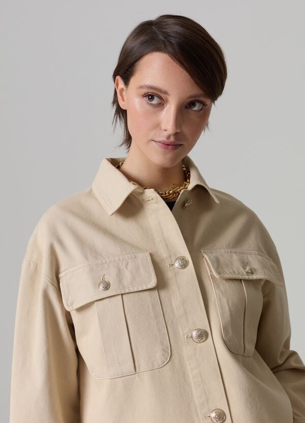 Ovs Shacket In Twill Con Bottoni Lavorati