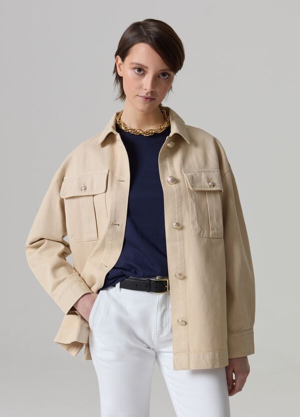 Ovs Shacket in twill con bottoni lavorati