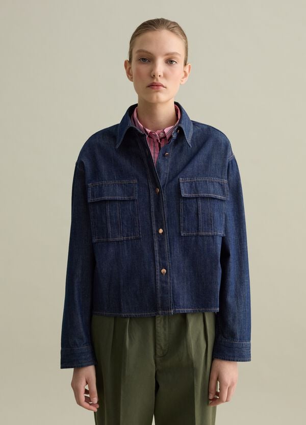 Ovs Shacket Utility In Denim