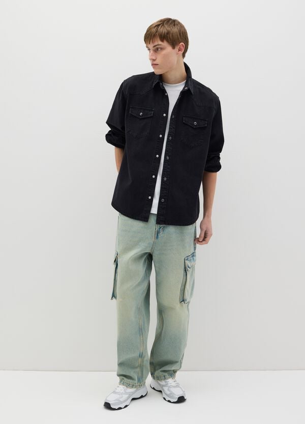 Ovs Shacket Western In Denim