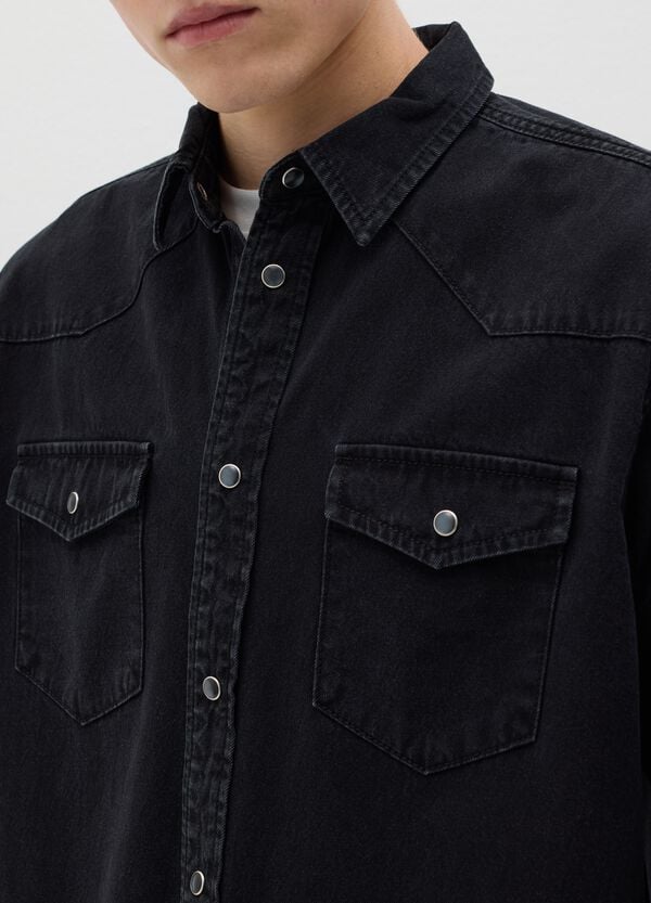 Ovs Shacket Western In Denim