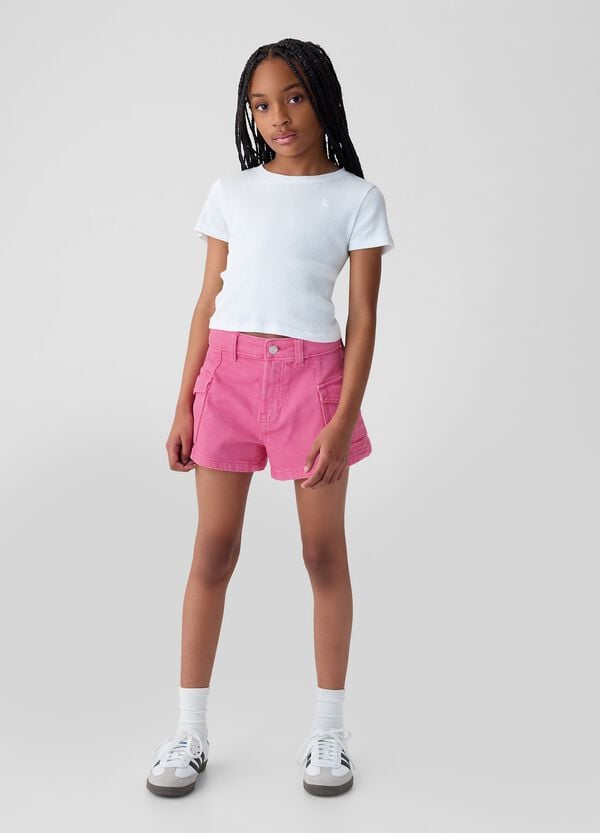 Ovs Shorts cargo in denim a vita alta