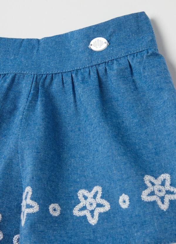Ovs Shorts In Cotone Con Ricamo Floreale