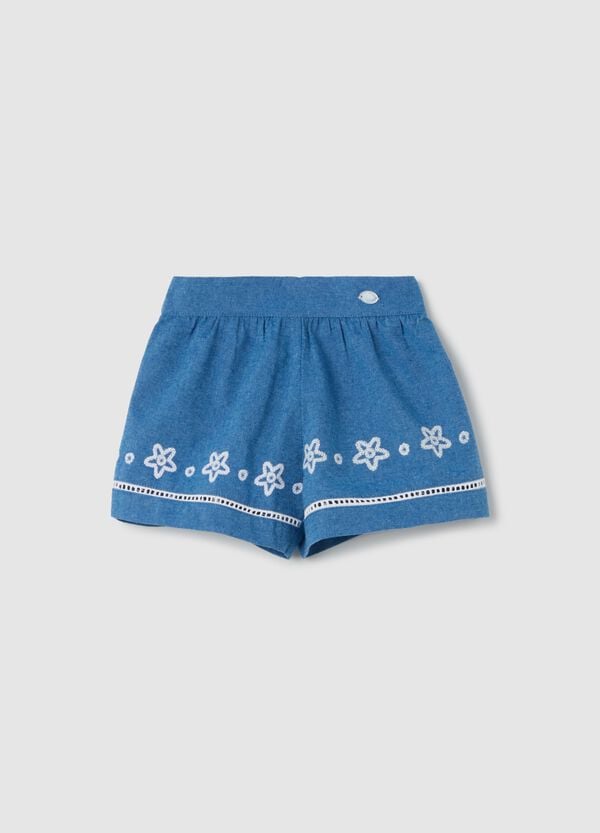 Ovs Shorts in cotone con ricamo floreale