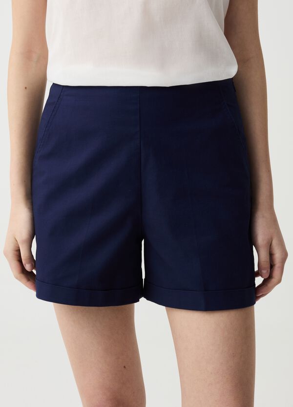 Ovs Shorts In Cotone Stretch Con Risvolti