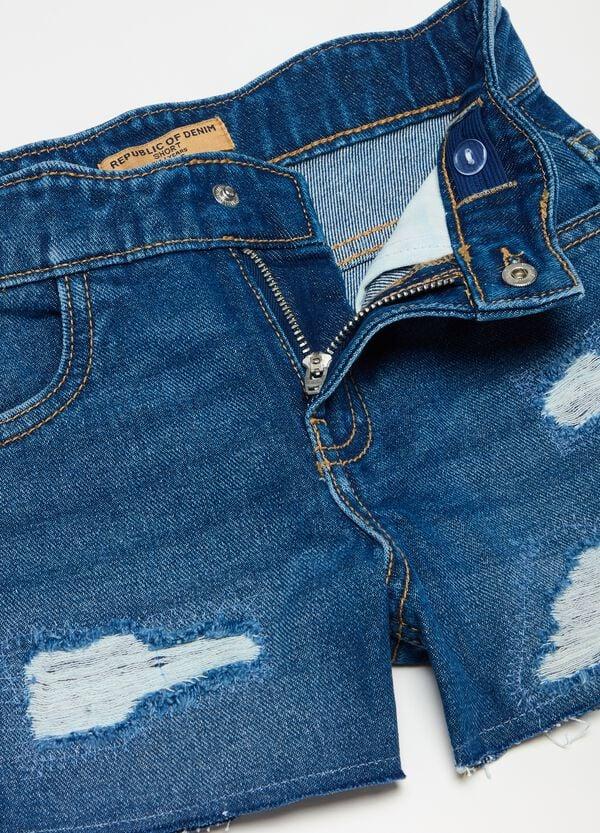 Ovs Shorts In Denim Con Abrasioni