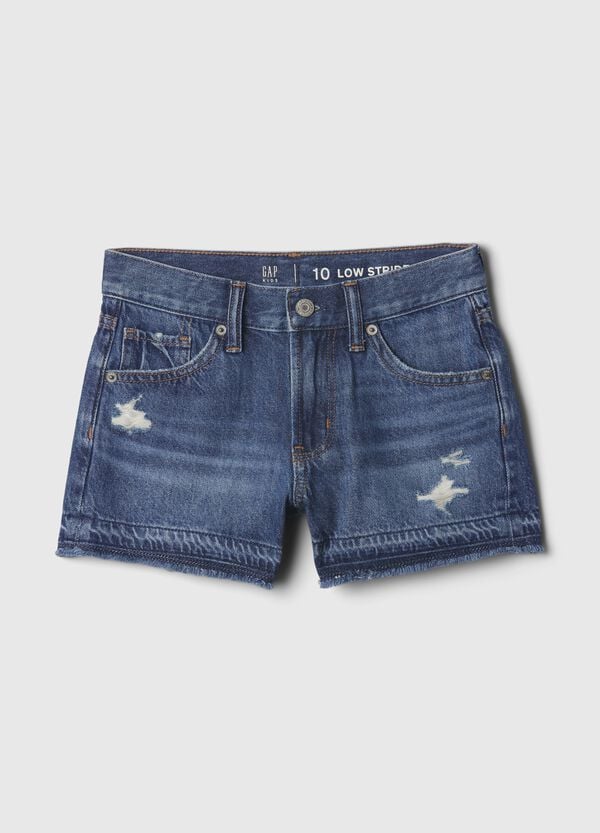 Ovs Shorts In Denim Con Abrasioni A Vita Bassa