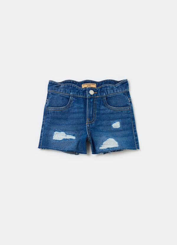 Ovs Shorts in denim con abrasioni