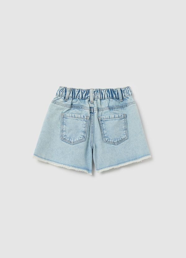 Ovs Shorts In Denim Con Ricamo Farfalle