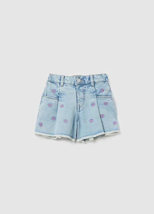 Ovs Shorts in denim con ricamo farfalle