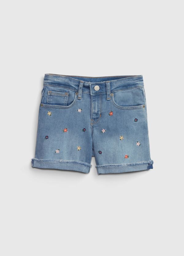 Ovs Shorts in denim con ricamo fiori