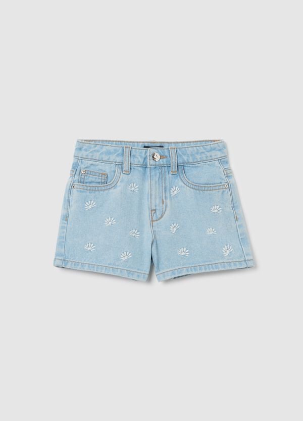 Ovs Shorts in denim con ricamo fiori