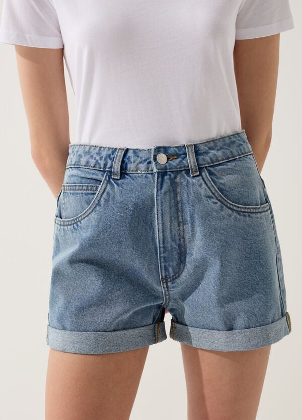 Ovs Shorts Mom Fit In Denim