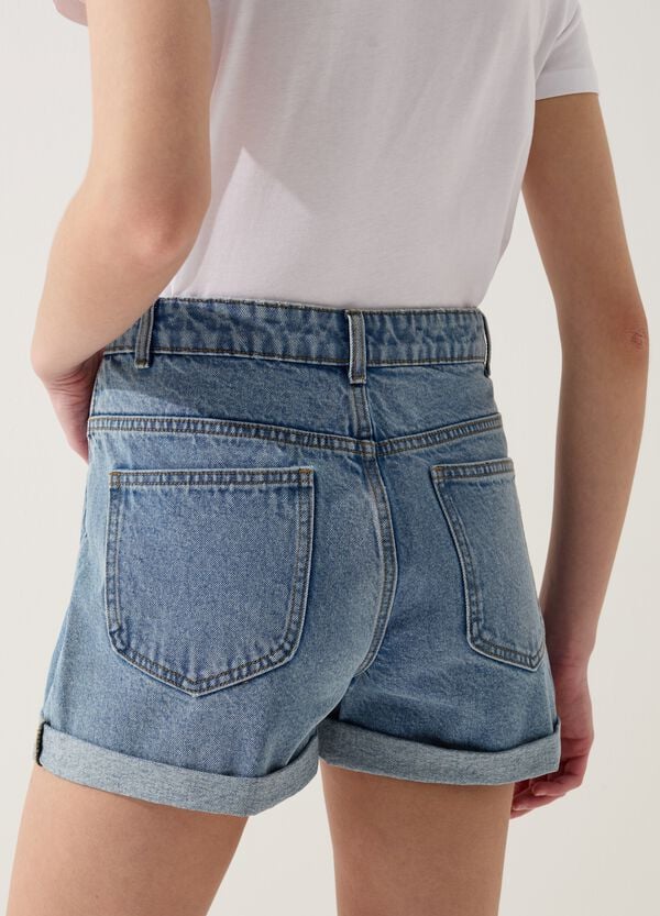 Ovs Shorts Mom Fit In Denim