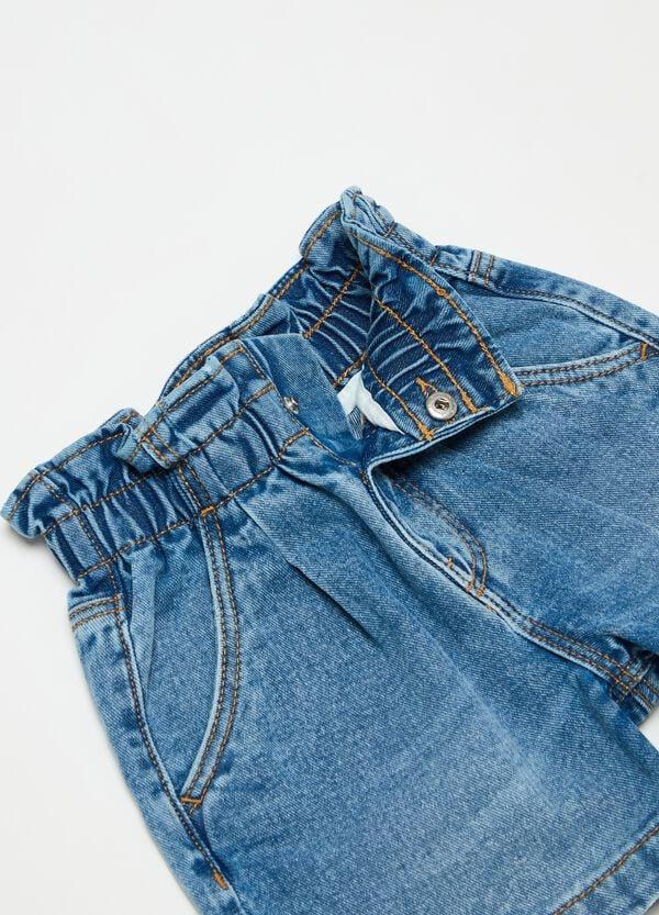 Ovs Shorts Paper Bag In Denim Con Ricamo