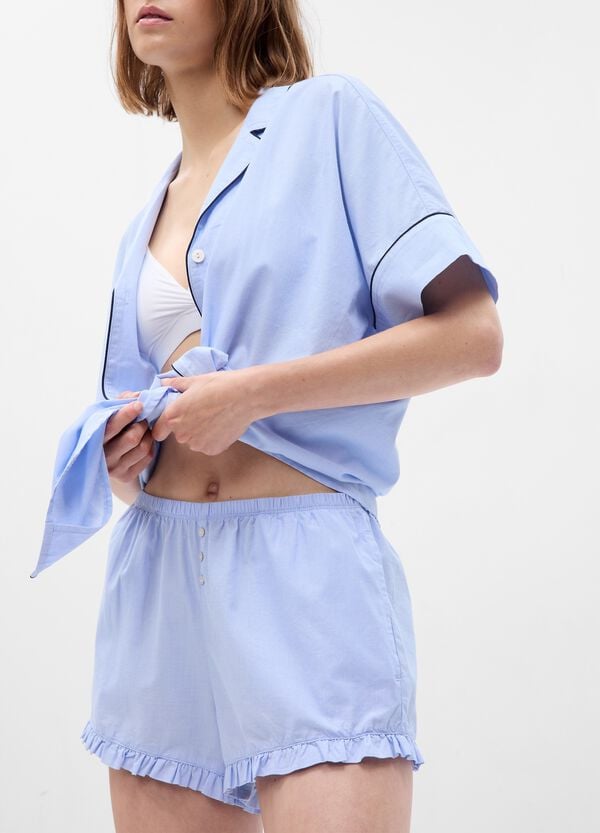 Ovs Shorts Pigiama In Popeline Con Rouches