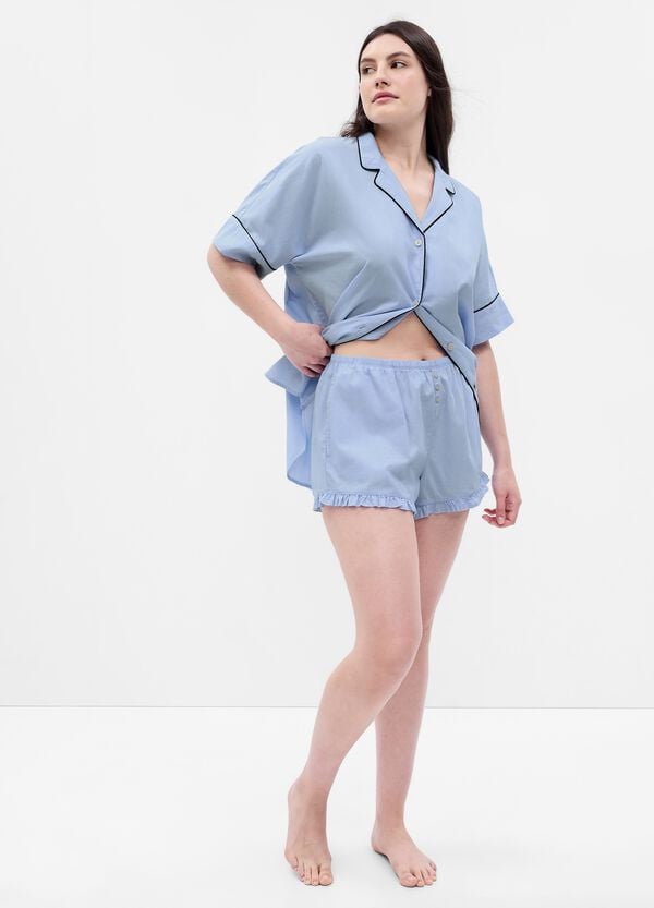 Ovs Shorts Pigiama In Popeline Con Rouches