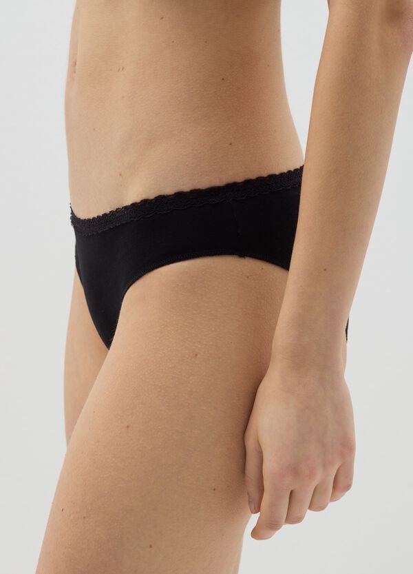 Ovs Slip In Cotone Stretch Con Pizzo