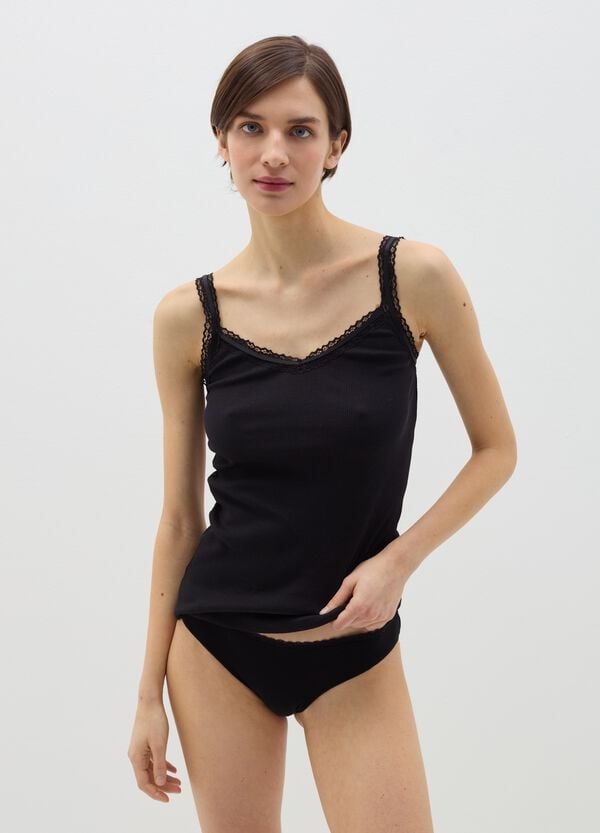 Ovs Slip in cotone stretch con pizzo