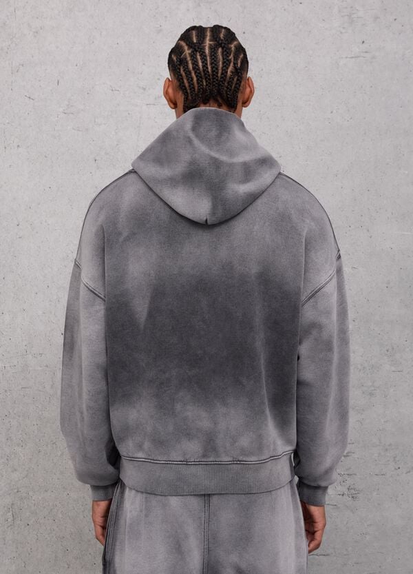 Ovs Sunfaded Zip Hoodie Vintage Grey