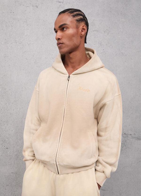 Ovs Sunfaded Zip Hoodie Vintage Sand