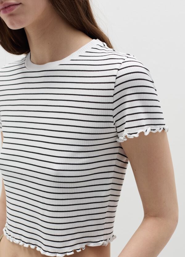 Ovs T-shirt A Coste Piatte Con Profili Ondulati