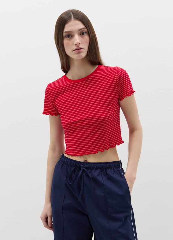 Ovs T-shirt A Coste Piatte Con Profili Ondulati