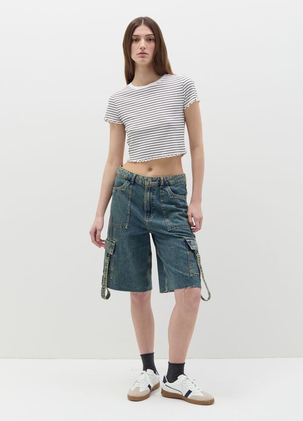 Ovs T-shirt a coste piatte con profili ondulati