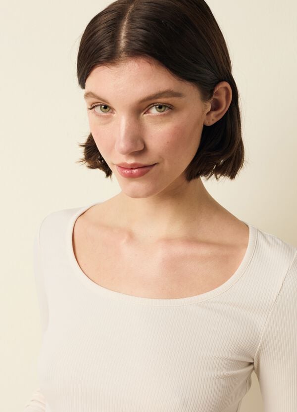 Ovs T-shirt a costine con maniche lunghe