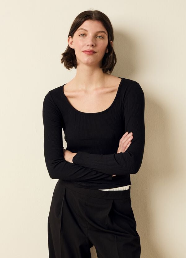 Ovs T-shirt a costine con maniche lunghe