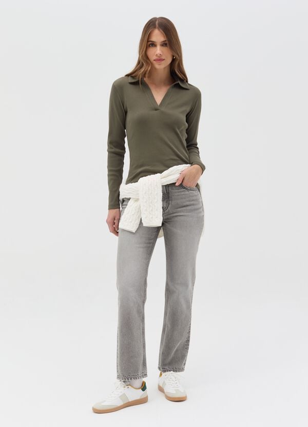 Ovs T-shirt A Costine Con Scollo A Polo