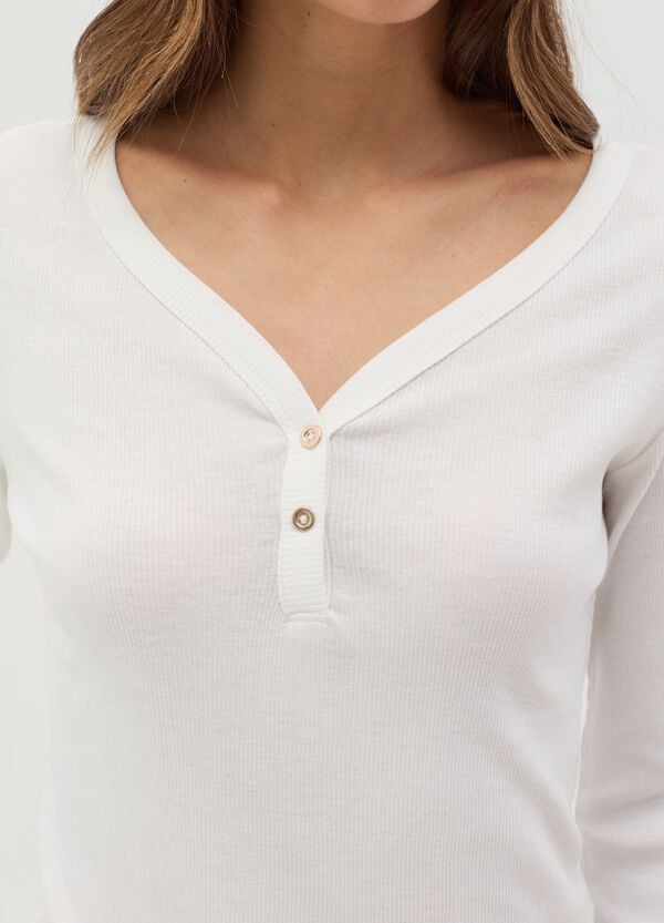 Ovs T-shirt A Costine Con Scollo Serafino