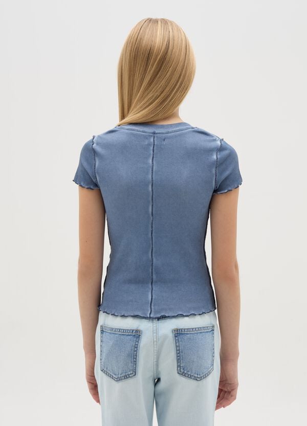 Ovs T-shirt A Costine Effetto Acid Wash