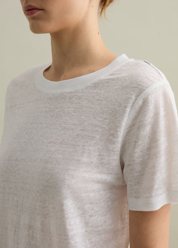 Ovs T-shirt A Maniche Corte In Lino Bianco