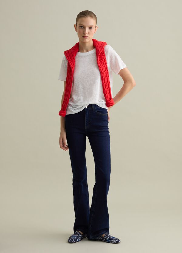 Ovs T-shirt a maniche corte in lino bianco