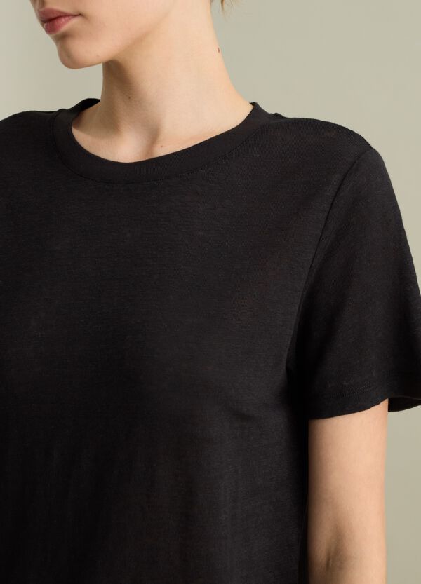 Ovs T-shirt A Maniche Corte In Lino Nero